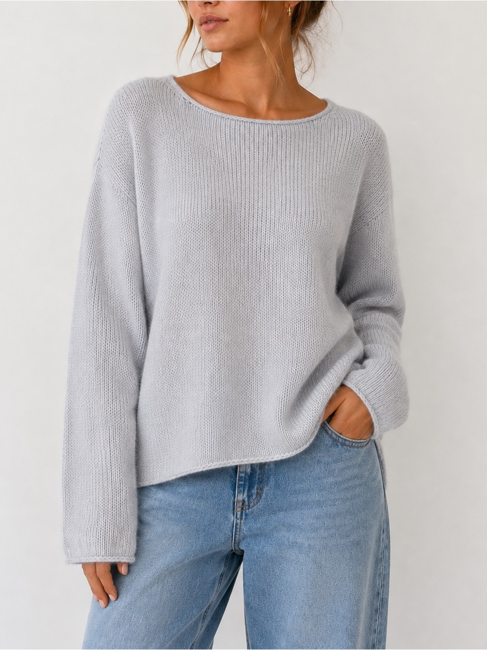 Vince 100% Cashmere Sweater Boat Neck Slate Gray Blue Soft Slouchy Large $328